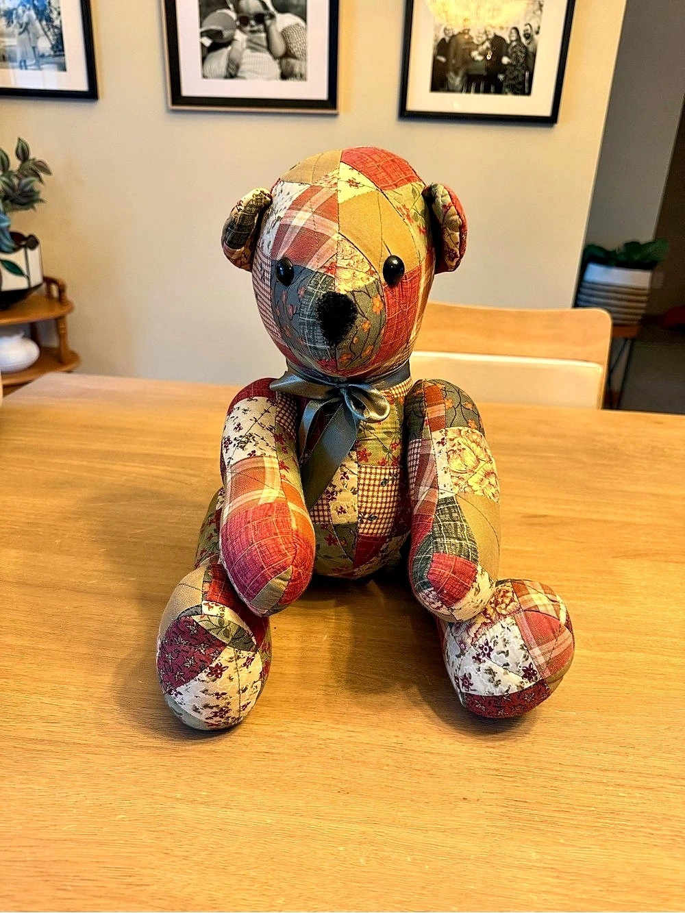 Vintage quilted Donna Sharp "Patchwork Friends" teddy bear- Longaberger Homestea